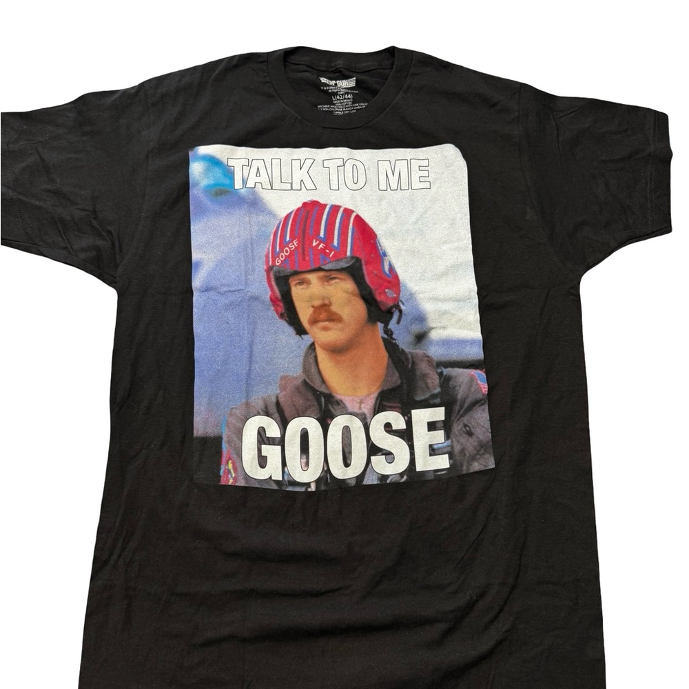 Top Gun Talk To Me Goose Black Graphic Tee Large Movie Shirt Retro BNWOT